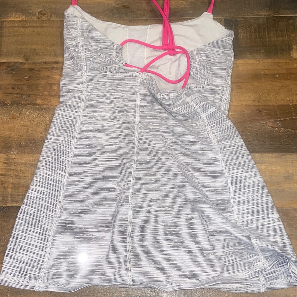Lululemon size four heathered gray tank top with built-in bra!